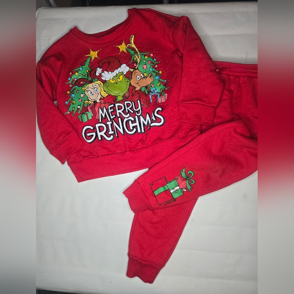 Merry Grinchmas Kids Matching Set - Red